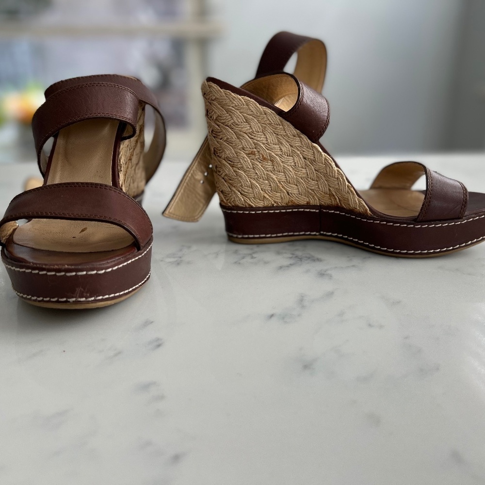 Stuart Weitzman Brown Wedge Sandals